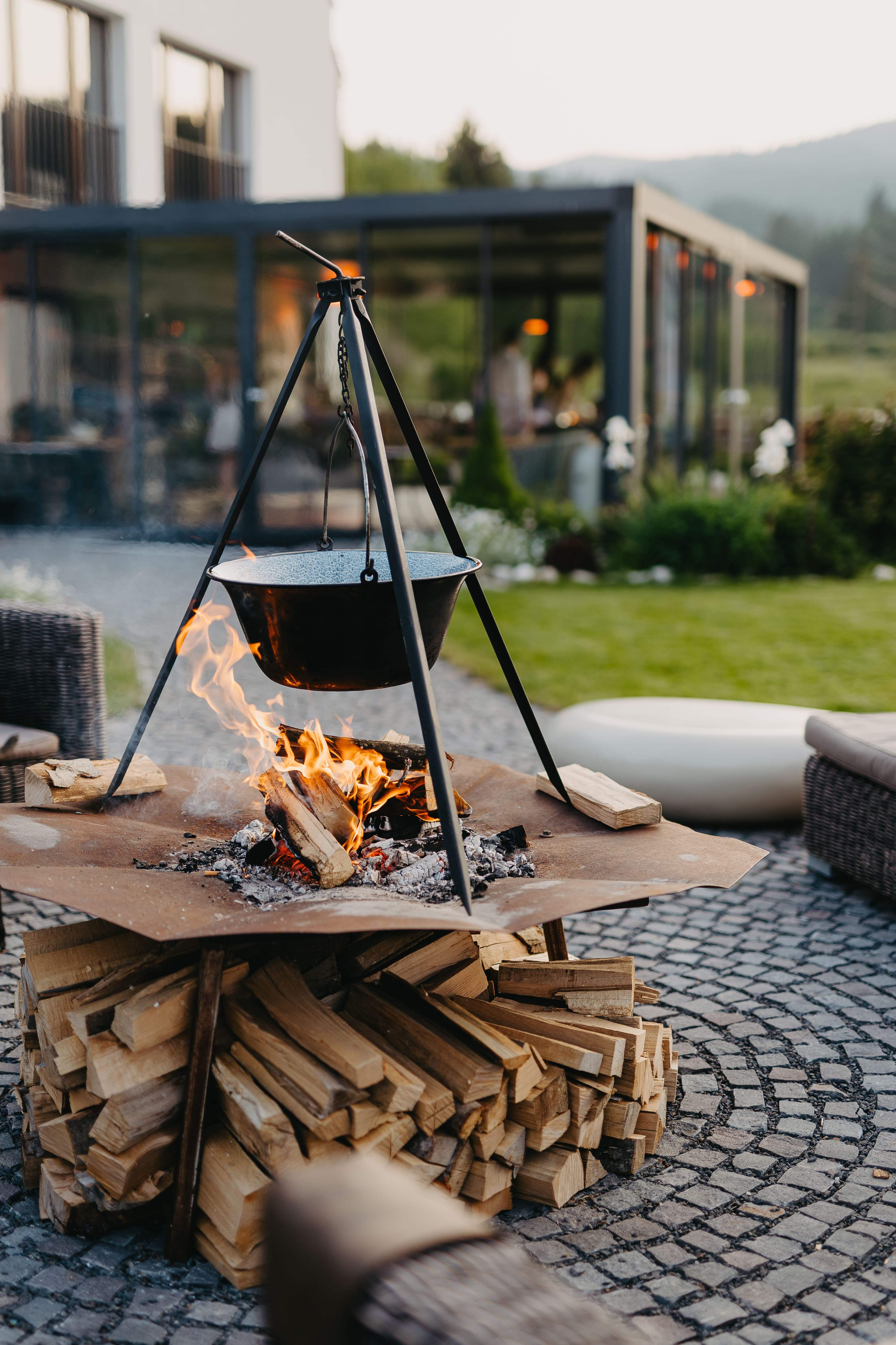 Fresh local ingredients arranged on a rustic wooden table