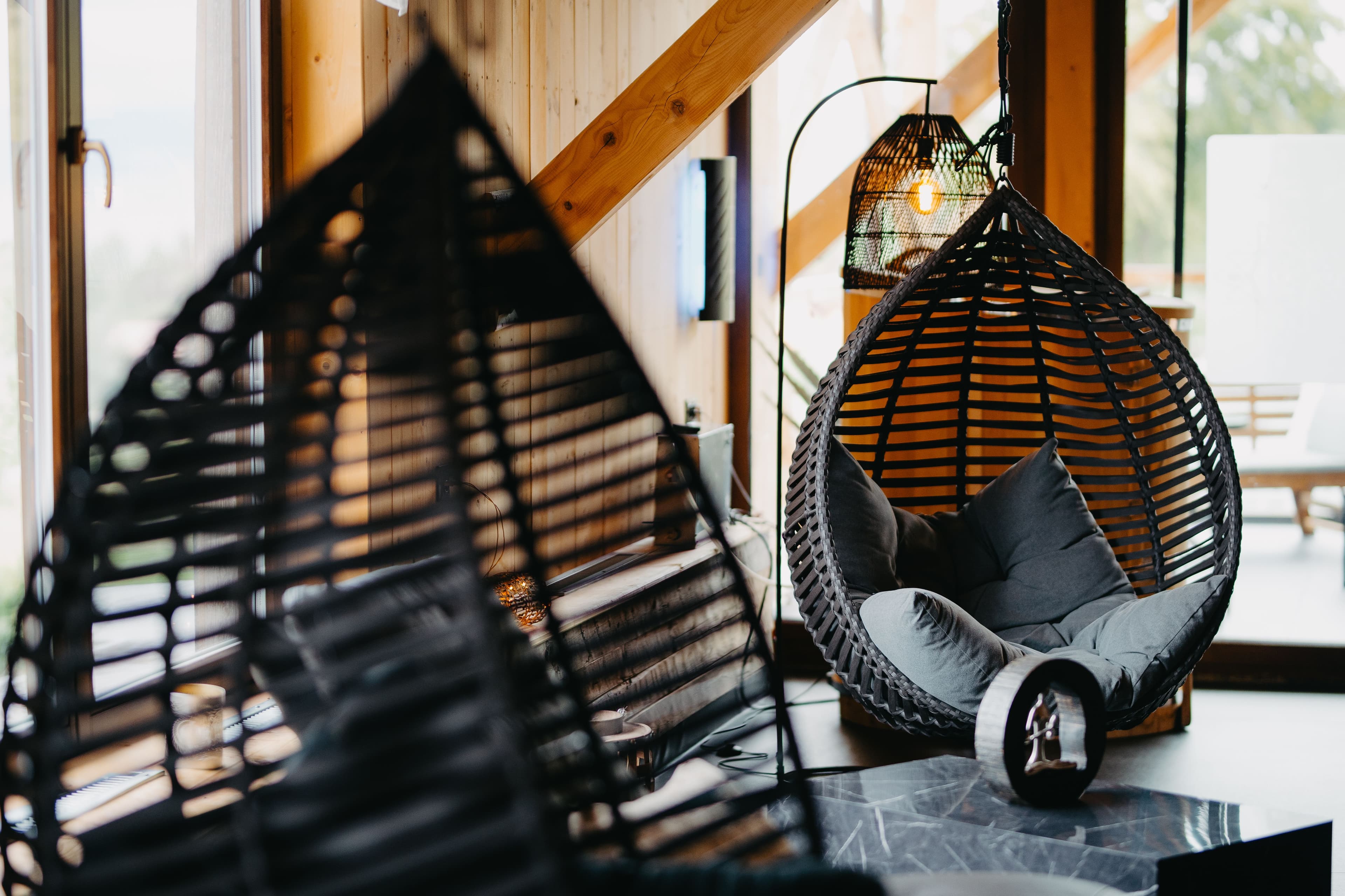 Relaxation lounge with soft lighting