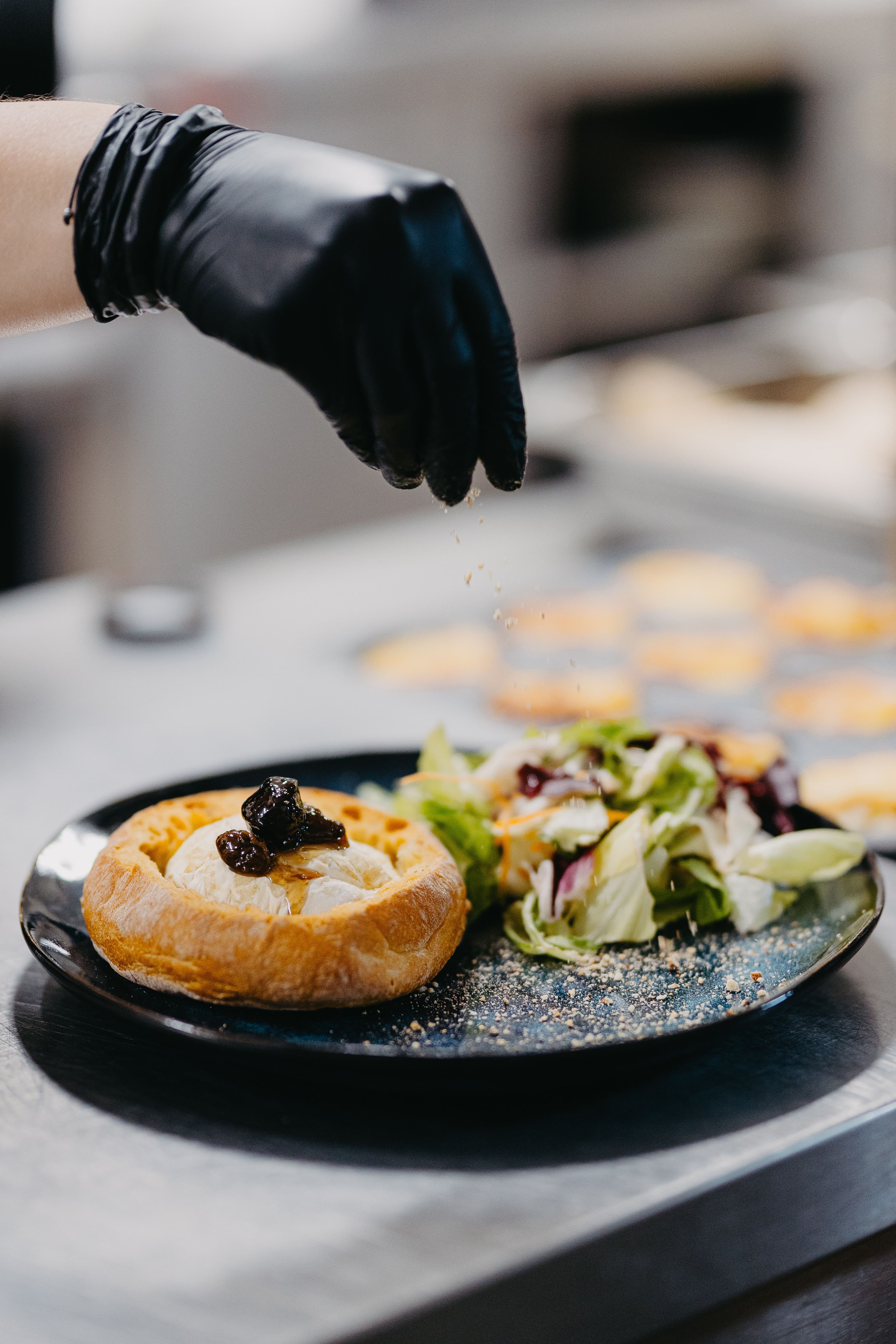 Fresh local ingredients arranged on a rustic wooden table