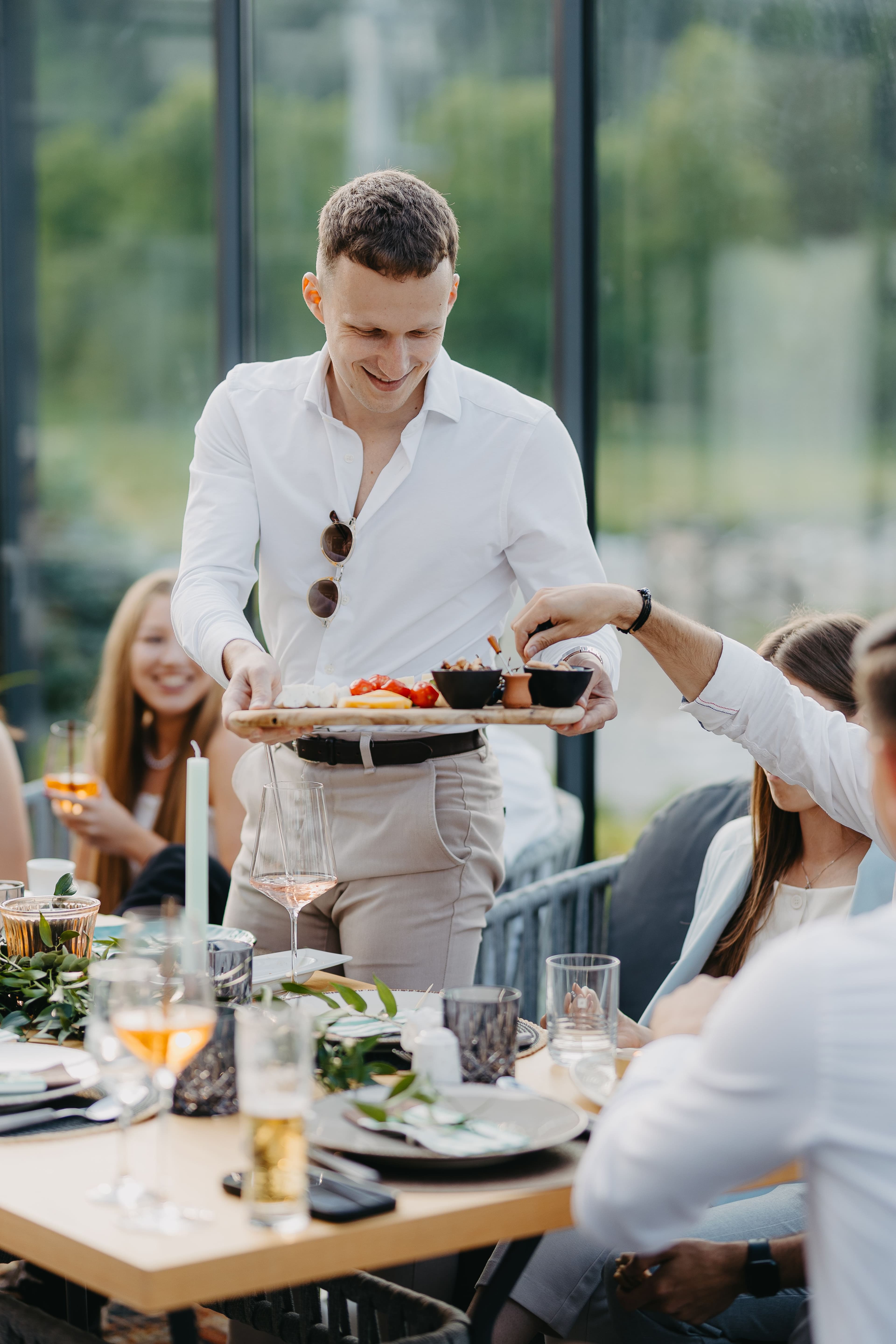 Fresh local ingredients arranged on a rustic wooden table
